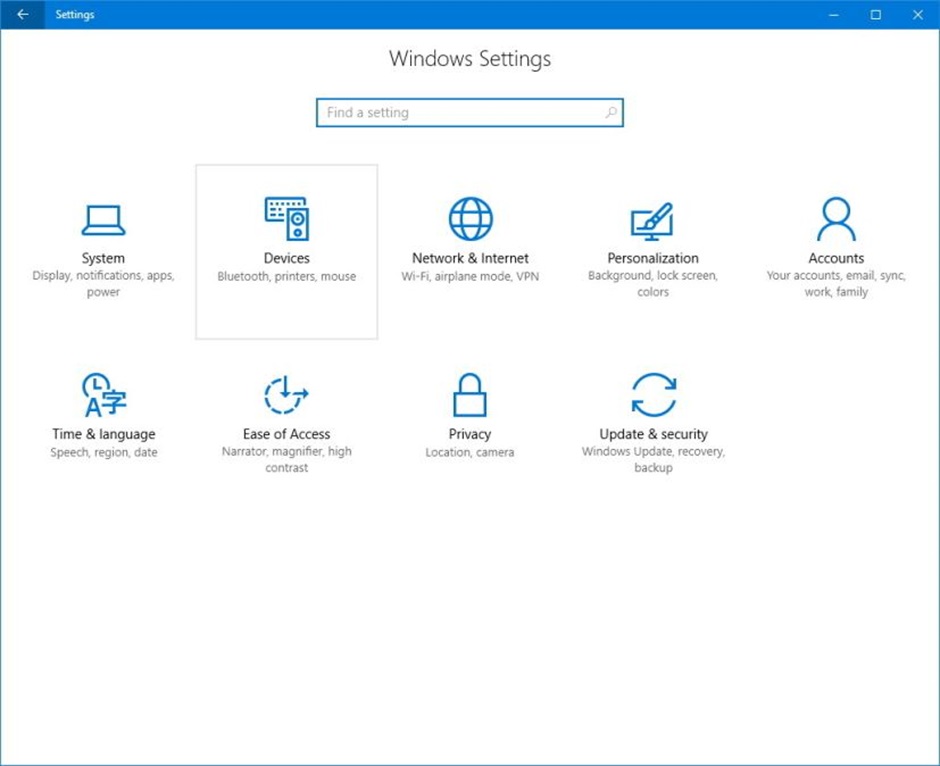 Devices in Windows 10