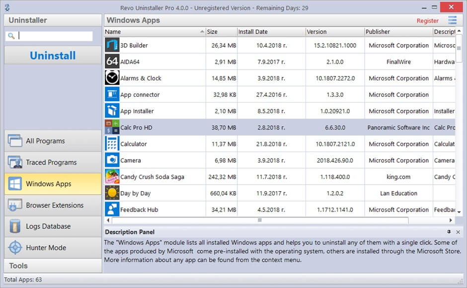 Revo Uninstaller software