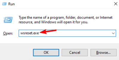 Run wsreset.exe command