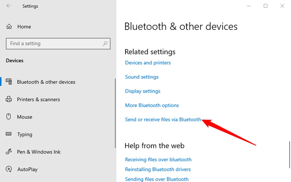Send and receive files on Windows 10