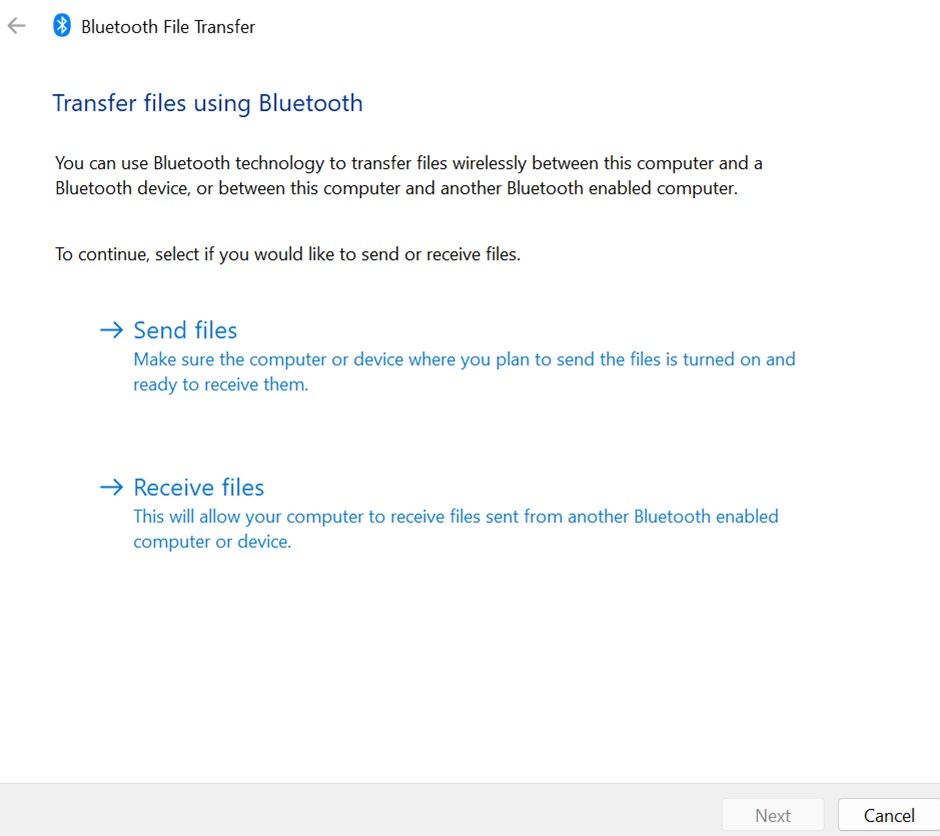 Send and receive files on Windows 11