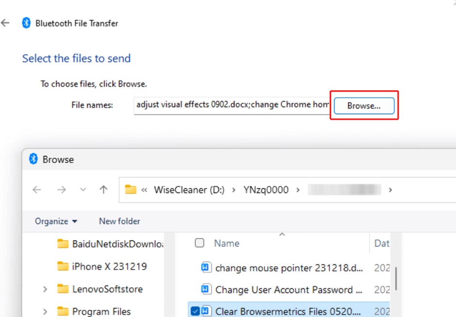 Send files on Windows 11