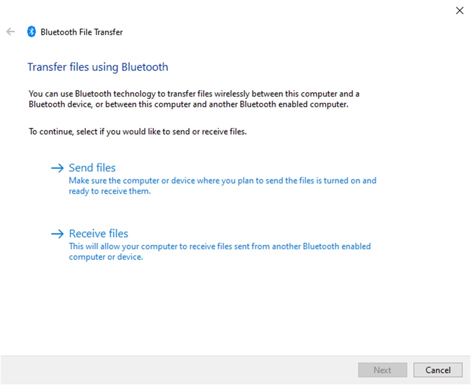 Transfer files using Bluetooth