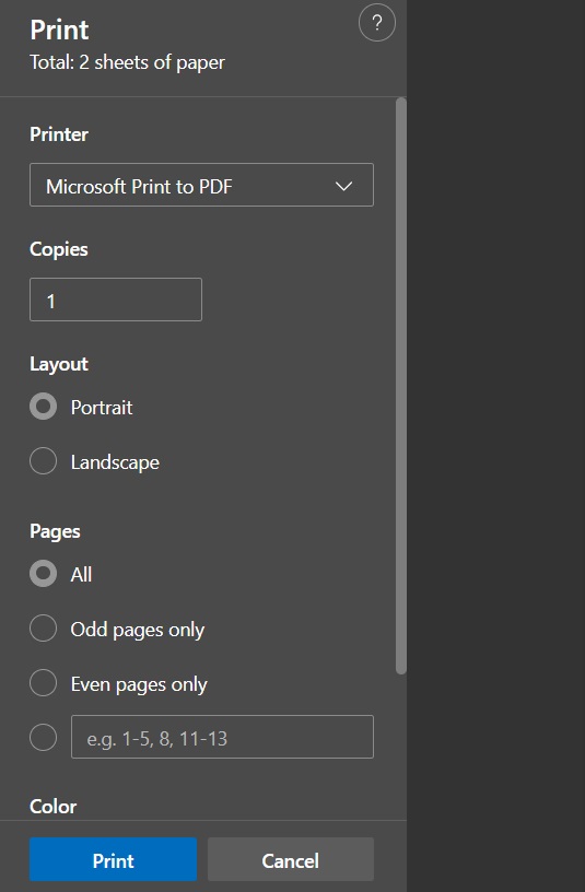 microsoft print to pdf