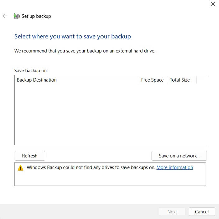 backup and restore windows 11