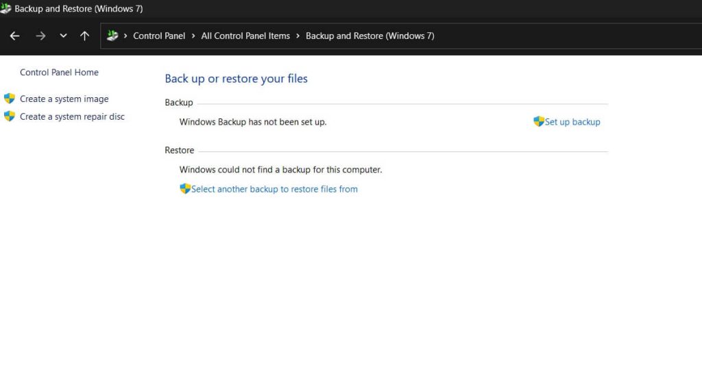 create a new backup