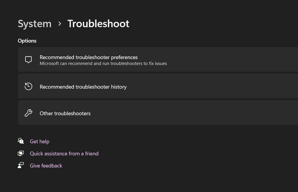 troubleshoot settings
