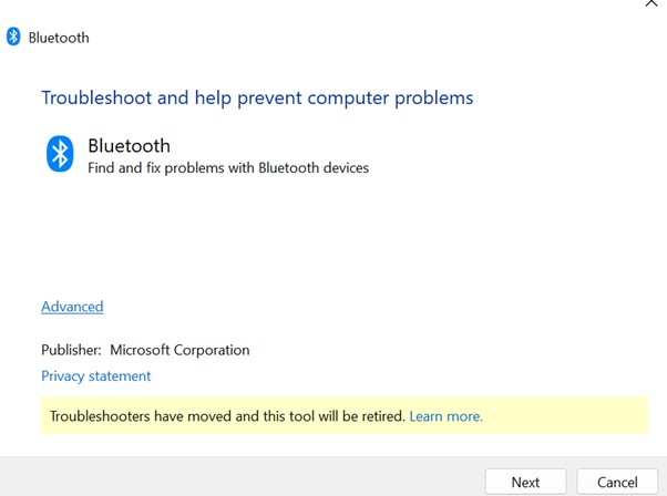 Bluetooth troubleshooter 