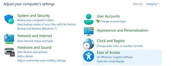Go to Ease of Access on Windows 11