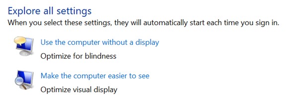 Make the computer easier to see settings