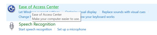 Open Ease of Access Center on Windows 11