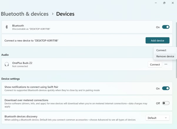 Remove Bluetooth and reconnect your device