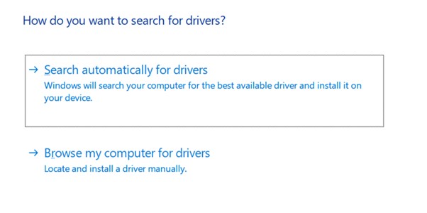 Search automatically for drivers with Device Manager
