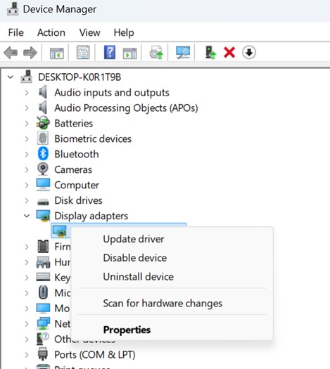 Update Intel Drivers with Device Manager