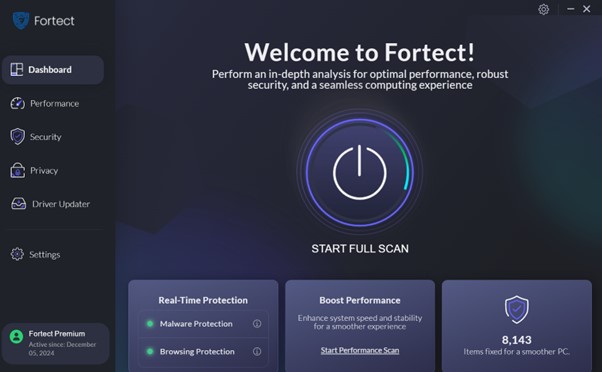 Fortect Dashboard