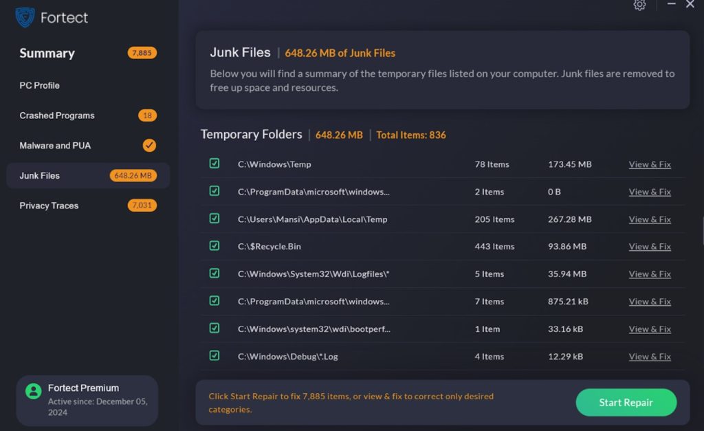 Fortect Junk File Cleaner