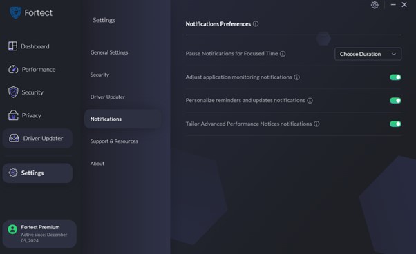 Fortect Notification Preferences