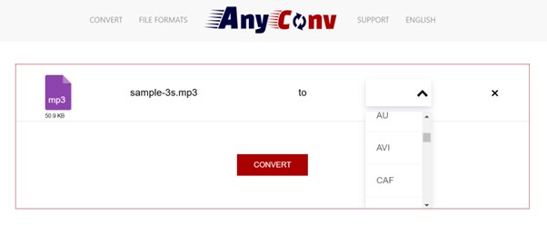 AnyConv audio file formats