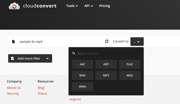 CloudConvert file formats
