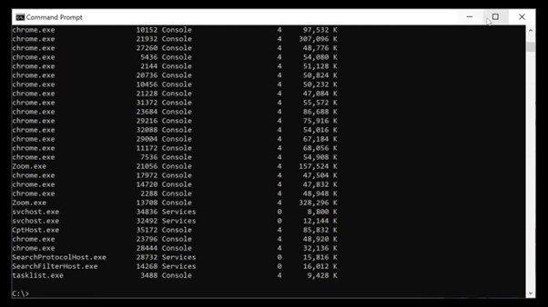 List processes in CMD