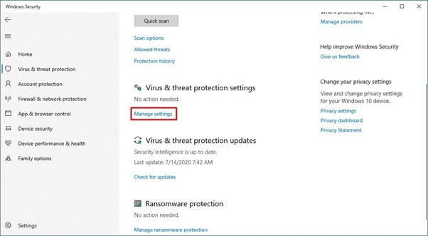 Open Windows Security