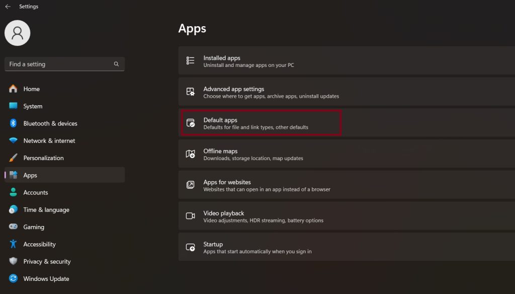 setting saps default apps