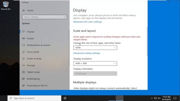 Modify resolution on Windows 11 screen