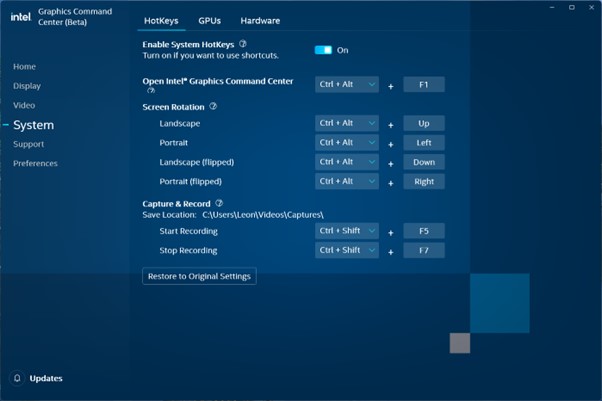 NVIDIA Graphic Card Settings