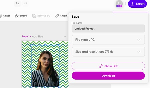 Export images on Picsart