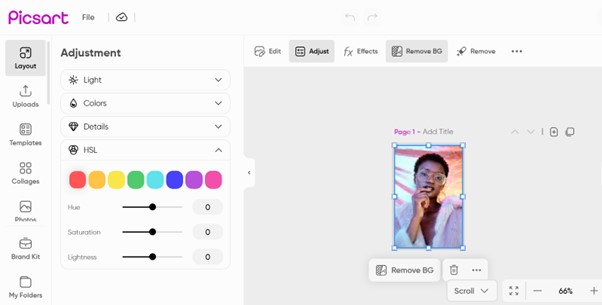 Picsart removing background