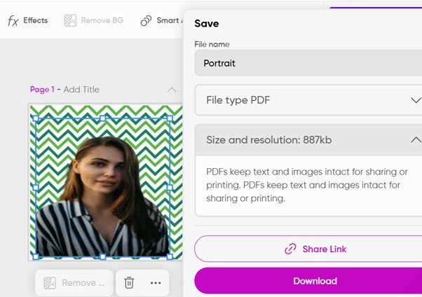 Save PDF on Picsart