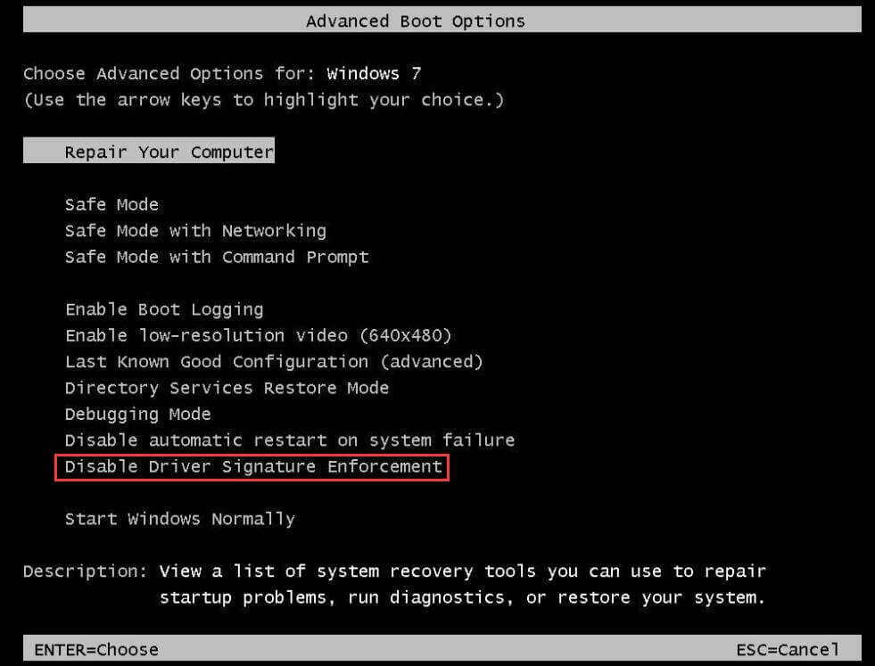 disable driver signature
