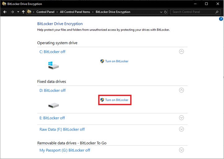 turn on bitlocker windows 11