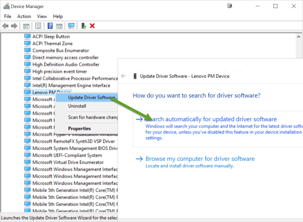update driver device manager