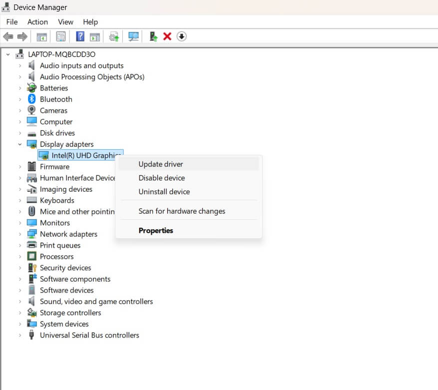 update driver device manager