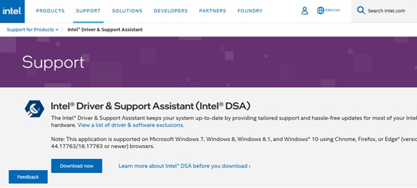 Intel Driver and Support Assistant