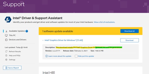 Intel Driver & Support Assistant