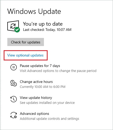Update Drivers via Windows Update