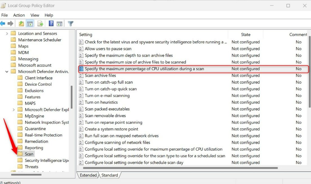 adjust windows defender scan time