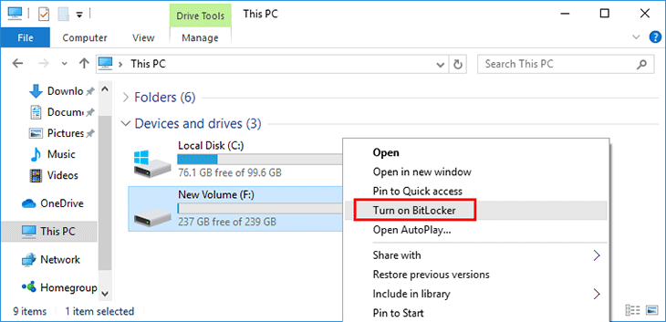 encrypt drives file explorer