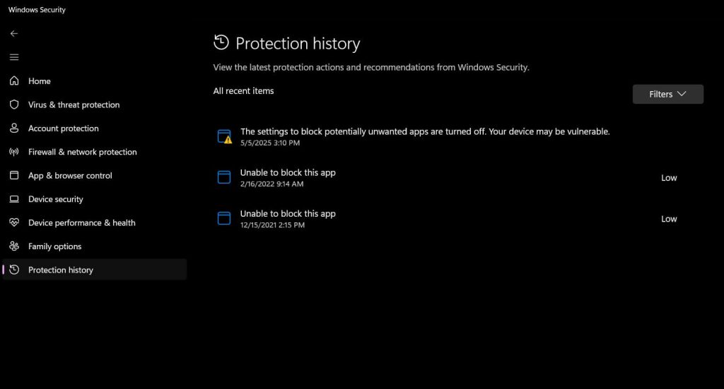 protection history