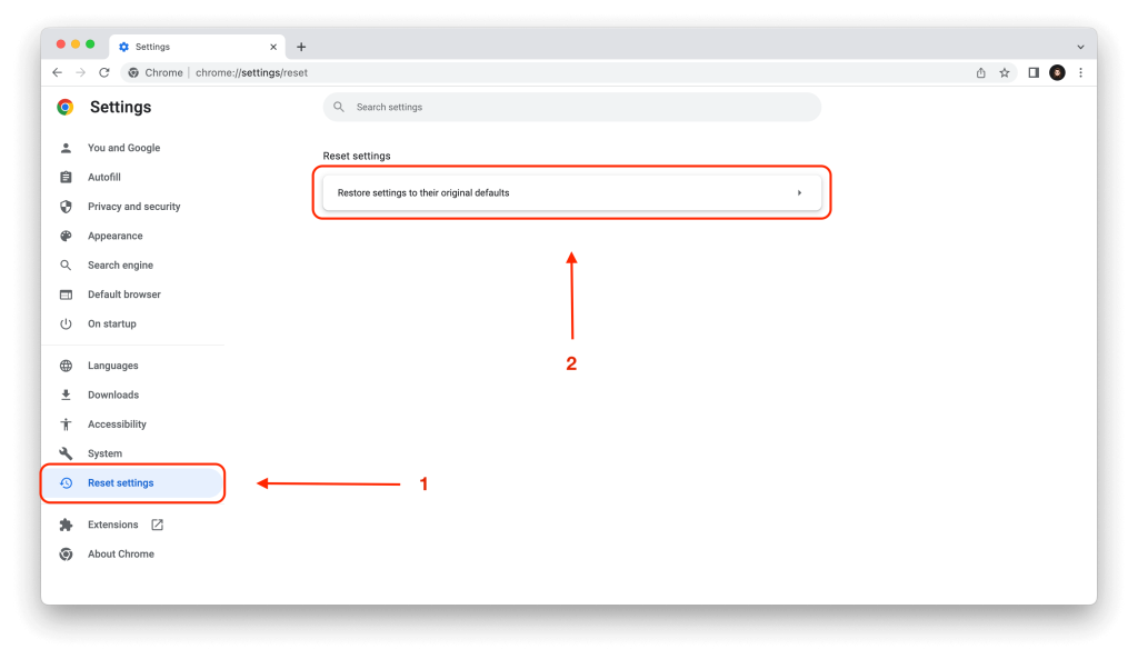 reset web browser