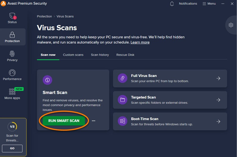 run full scan third party tool
