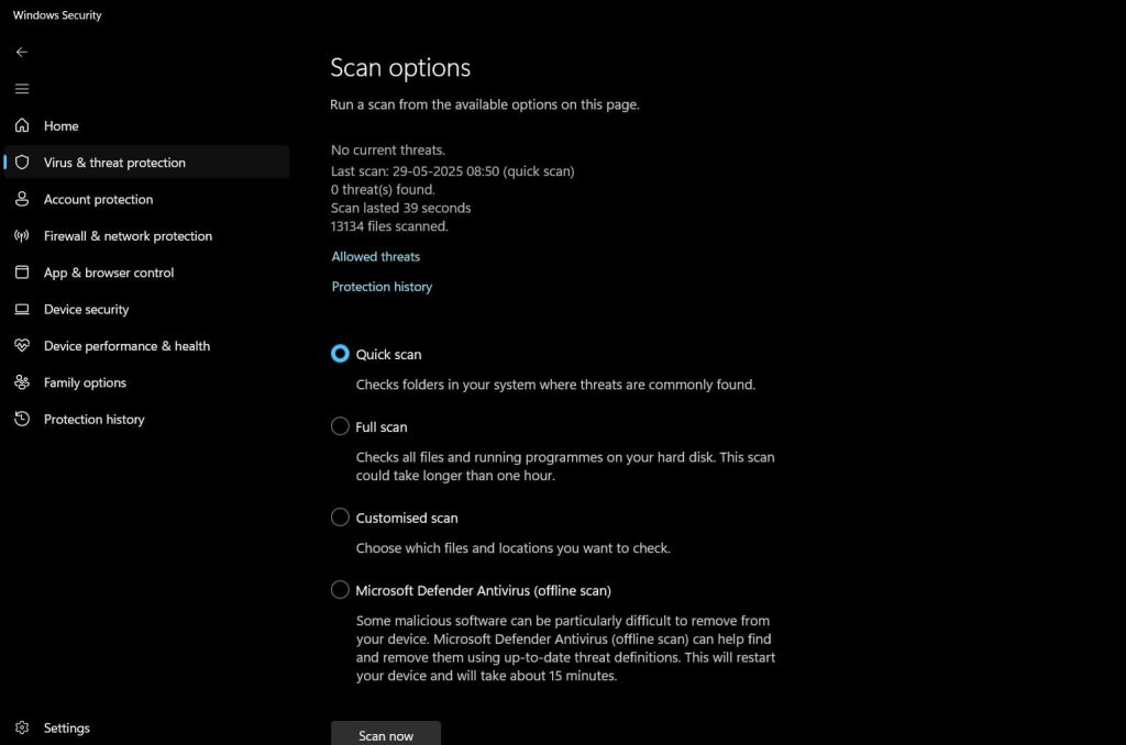 run full scan windows