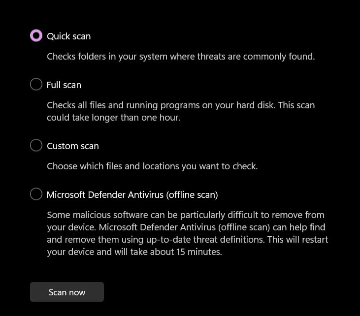 run offline scan