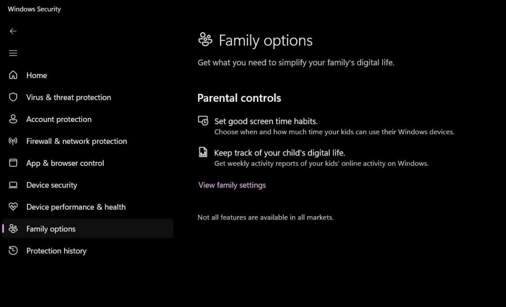 set up family options