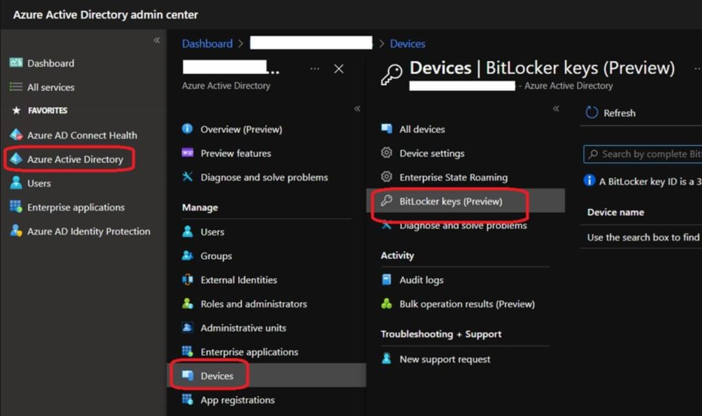 store recovery keys