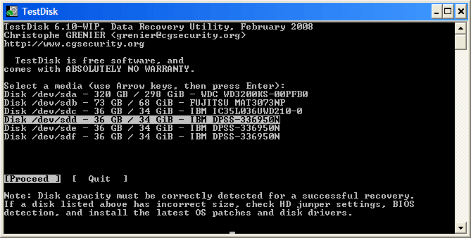 test disk recovery tool