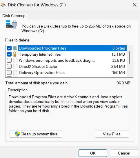 use disk cleanup tool