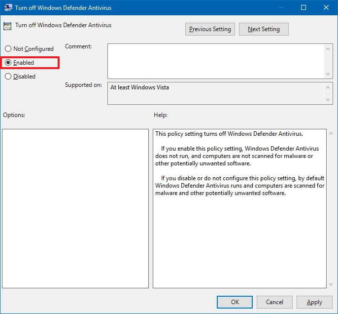 disable windows defender